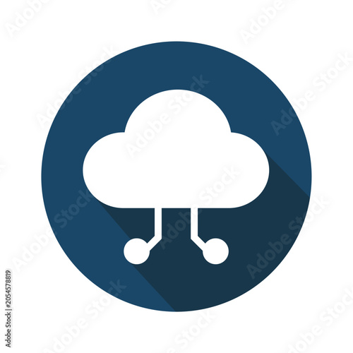 AI Cloud Icon - Minimalist cloud icon with digital data storage concept in flat design style