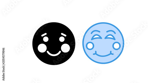 Photography Shy emoji illustration isolated on transparent background, cute blushing face expression for messaging, stickers, social media, reactions and creative design projects