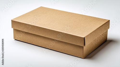 A closed, rectangular cardboard box with a lid, rendered in a neutral, light brown tone