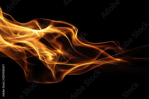 Glowing golden ethereal wisps drift across a stark black background