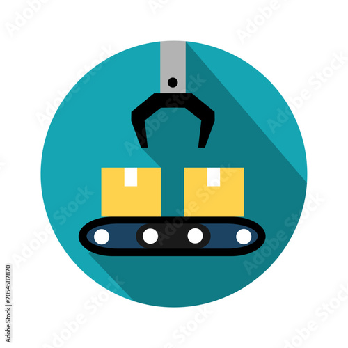 Smart Factory Icon - Industrial crane icon on teal gradient background minimalist vector illustration