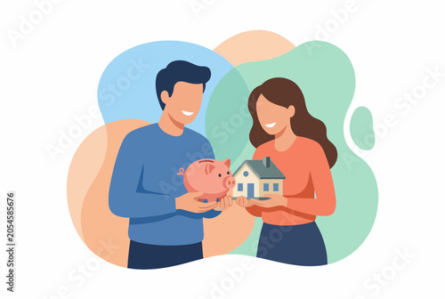 Young Couple Saving Money for Their Dream Home Investment