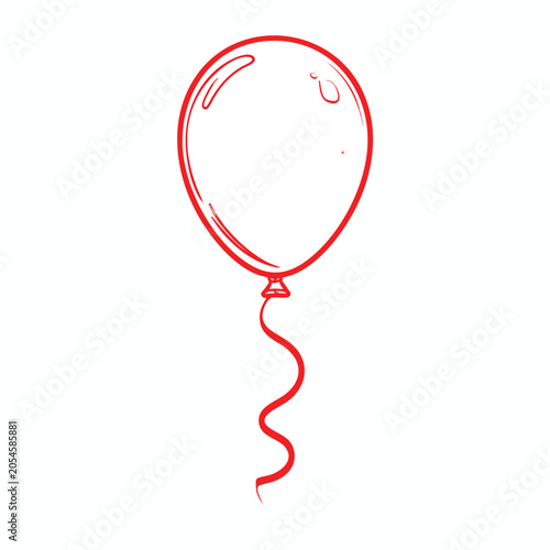 Simple hand drawn red balloon sketch illustration.