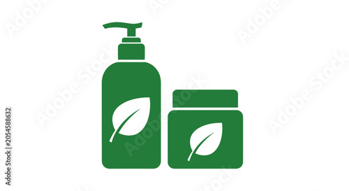Green Cosmetic Products with Leaf Logo.