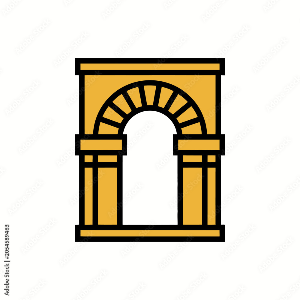 Fototapeta premium A simple vector icon representing a classical golden archway