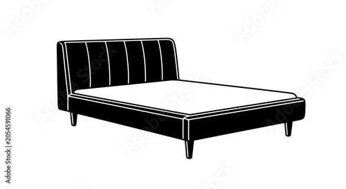 Photos Black Modern Bed Frame with Headboard.