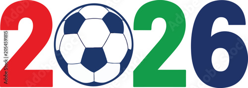 Schilderij op canvas 2026 fifa world cup colorful logo with soccer ball