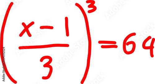 Bilde på lerret Handwritten mathematical equation showing a cubic expression with fraction and exponent