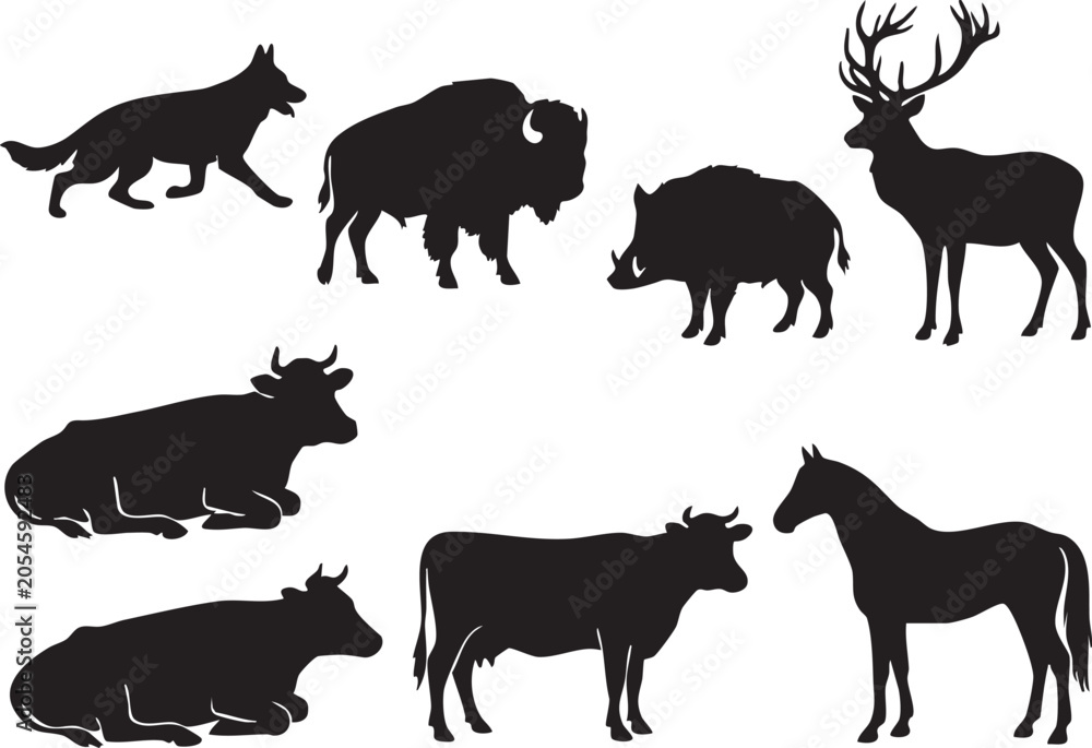 Fototapeta premium farm animals silhouettes