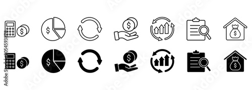 Canvastavla forex icon set. Vector illustration