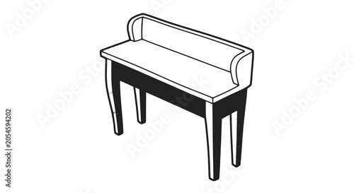 Canvas Print Simple Black and White Bench Illustration.