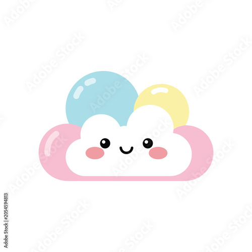 Smiling Cartoon Cloud Face Illustration.