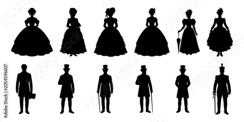 Obraz na plátně Men and women in retro clothing