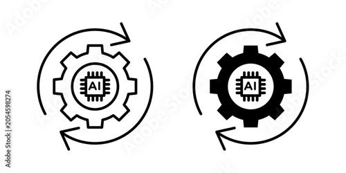 Fotografija AI automation icon in outline and solid style, isolated on white background