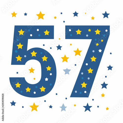 Number 57 with Stars and Dots