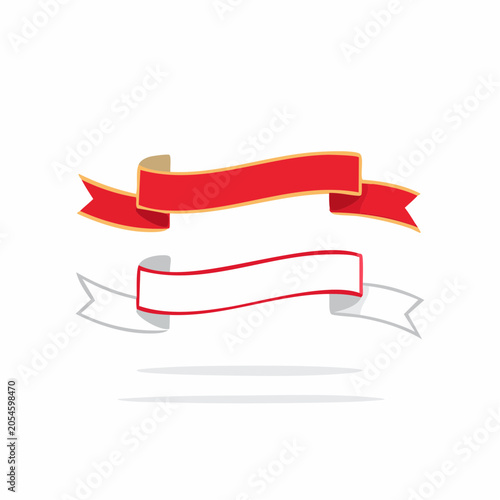 Red and White Ribbon Banners with Gold Trim