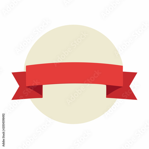 Red Ribbon Banner on Cream Circle