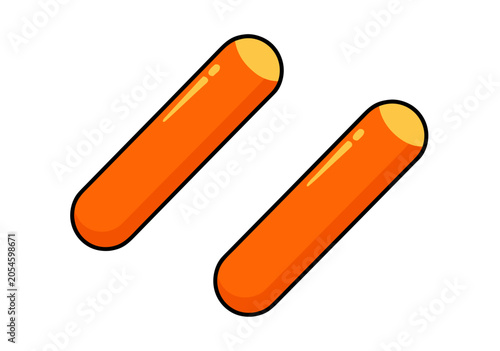 Photos Two cartoon-style orange carrot sticks, isolated on a white background, perfect for healthy eating concepts