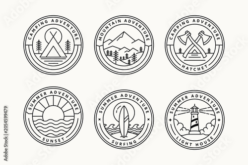 monoline nature adventure logo collection
