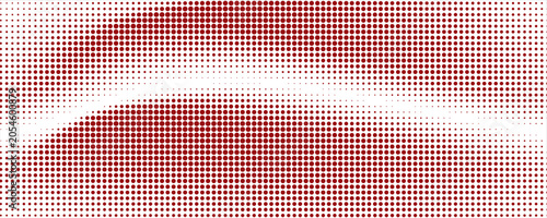 Red color halftone gradient texture. Vanishing cartoon polka dot background. Repeating dotted gradation pattern. Fading comic pop art overlay backdrop. Raster halftone effect wallpaper. Vector