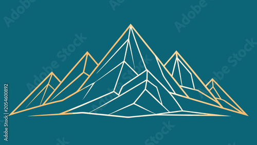 Minimalist golden mountain peaks line art illustration with mountain minimalist illustration landscape climbing adventure abstract topography altitude exploration background wallpaper