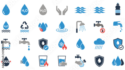 Canvastavla Water drop and liquid icons collection set vector illustration concept