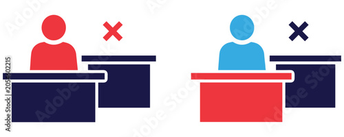 Photography Social distancing office workplace icon set for health safety design