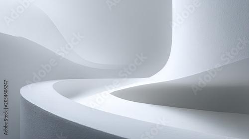 Abstract white sculpted forms with soft shadows and flowing curves