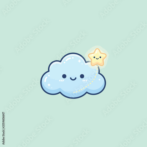 Cartoon Cloud with Smiling Face.