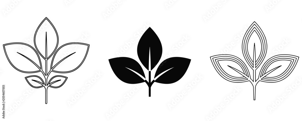 Obraz premium Natural organic plant leaves vector set isolated on white background.