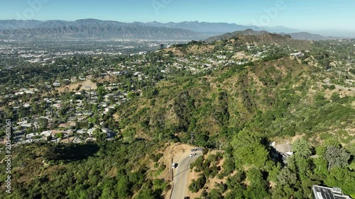 San Fernando Valley Aerial Shot of Studio City from Beverly Hills Autry Overlook Mulholland Dr