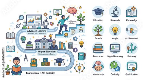 Educational journey through school and higher learning stages