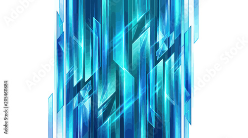 Obraz na plátne Abstract blue crystalline structures with futuristic glowing patterns