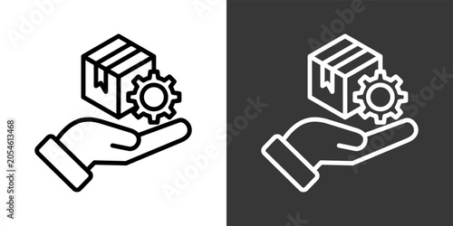Quadro su tela Supplier Management Black And White Multiple Style Icon Set Collection Pack Vect