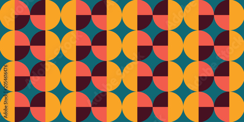 70s retro groove pattern with circles. Vintage geometrical pattern. Vector illustration