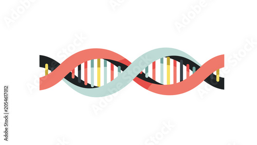 Принти на полотні Flat design, stylized double helix DNA strand with colorful crossbars