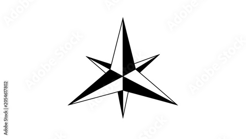 Abstract geometric symbol with sharp, symmetrical points in black and white