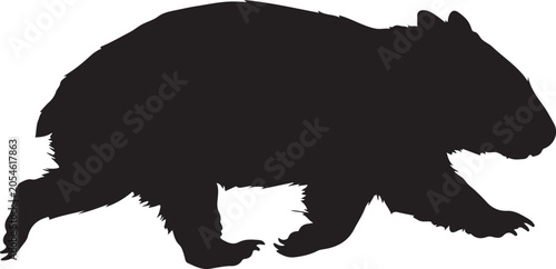 Wombat Silhouette Line Art Bold Outline Australian Marsupial Vector Illustration