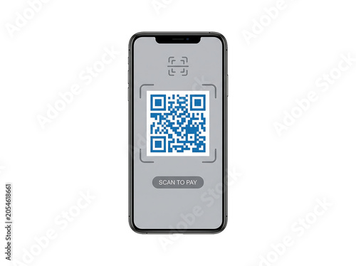 Smartphone displaying a QR code.