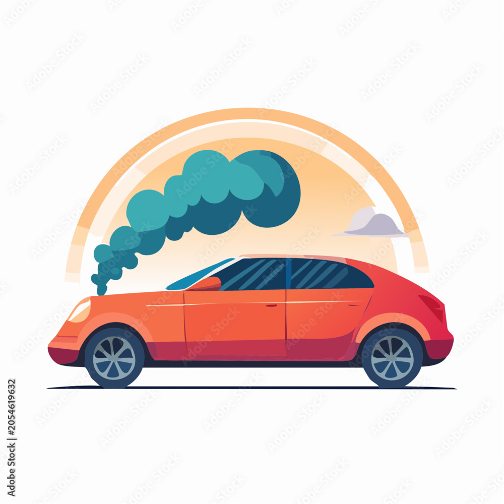 Naklejka premium Car Emitting Smoke