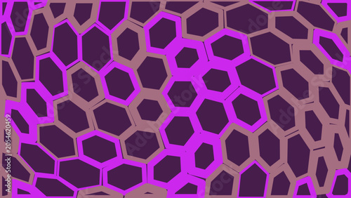 Abstract geometric pattern with distorted hexagonal shapes in shades of pink and brown