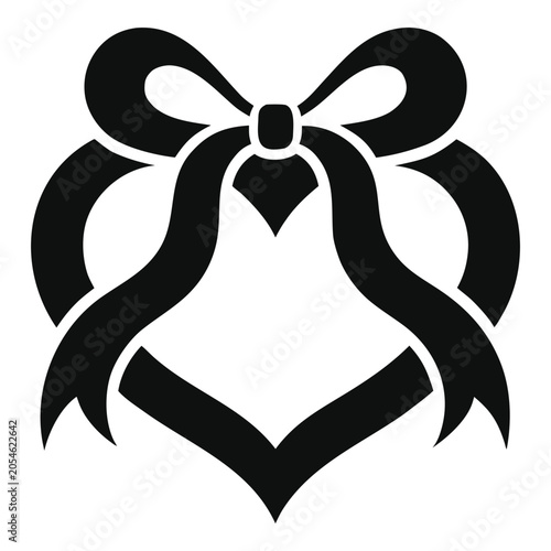 Heart with Bow Silhouette Icon - Romantic Love Symbol, vector icon, vector, vector art