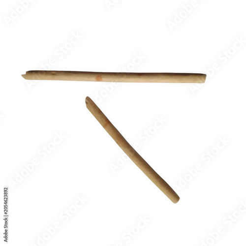 Foto Two dry thin brown twigs lying on a transparentbackground, isolated natural obje
