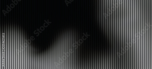 Reeded glass with black and white gradient. Ribbed glass background with refraction effect. Abstract vector background