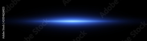 Foto Blue horizontal line light flare effect on black background