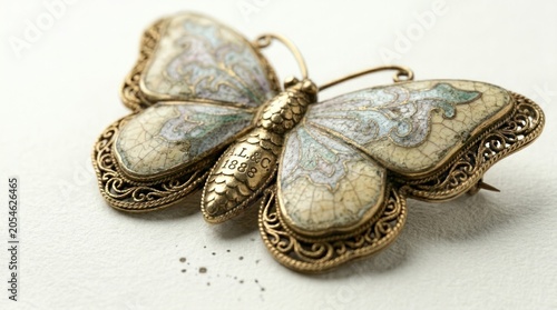 Ornate Vintage Butterfly Brooch with Intricate Details.