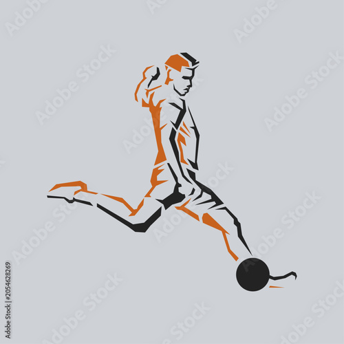 abstract vector illustration of football player in action