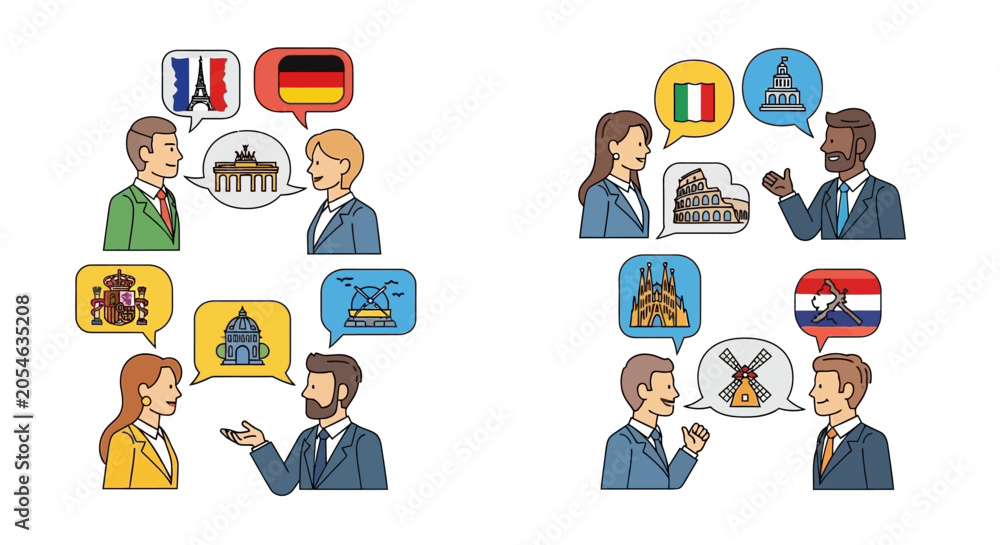 Fototapeta premium International Business People Communicating About Travel Destinations