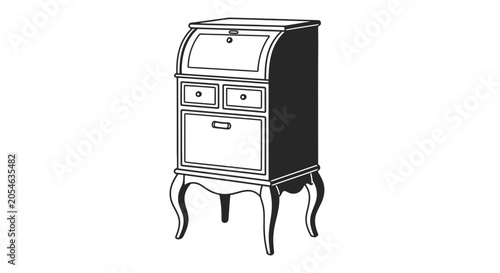 Foto Vintage Style Ladies Writing Desk Illustration.