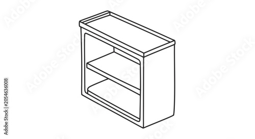 Simple Line Drawing of Two Tier Shelf.